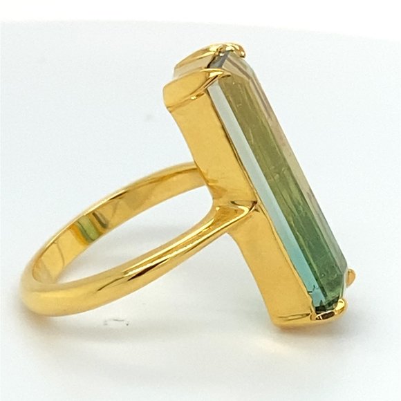 BiColor Tourmaline 7.70ct Solid 14K Yellow Gold Ring - Picture 4 of 7